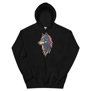 Men's electric wolf energy Graphic Hoodie - Long Sleeve Pullover Regular Fit | Soft & Breathable Fabric, Durable Print, Everyday Comfort, Machine Washable, geometric and artistic casual wear with bold graphic design