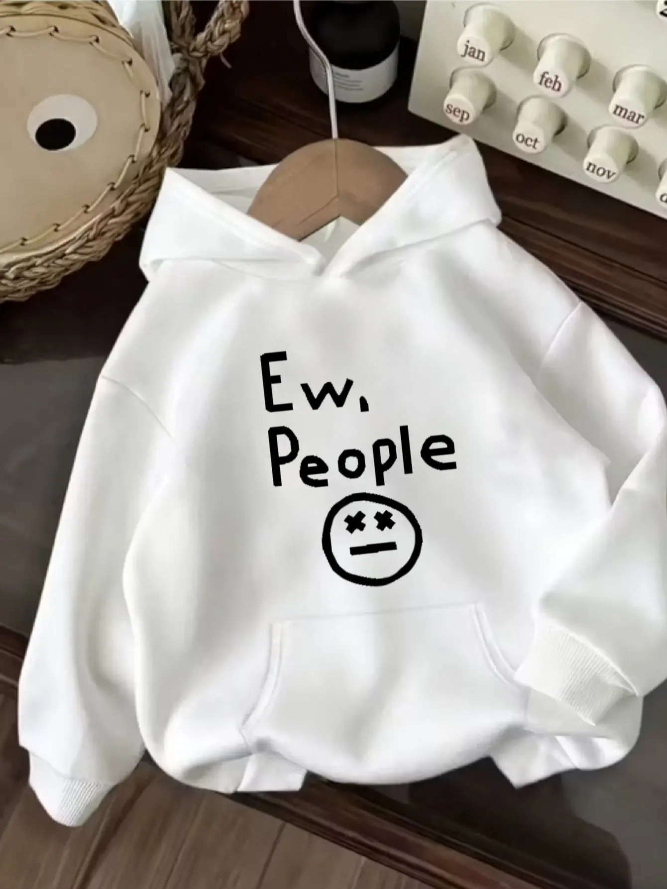 Ew People Funny Graphic Oversized Hoodie 100% Cotton Unisex Pullover Sweatshirt Introvert Sarcasm Hoodie