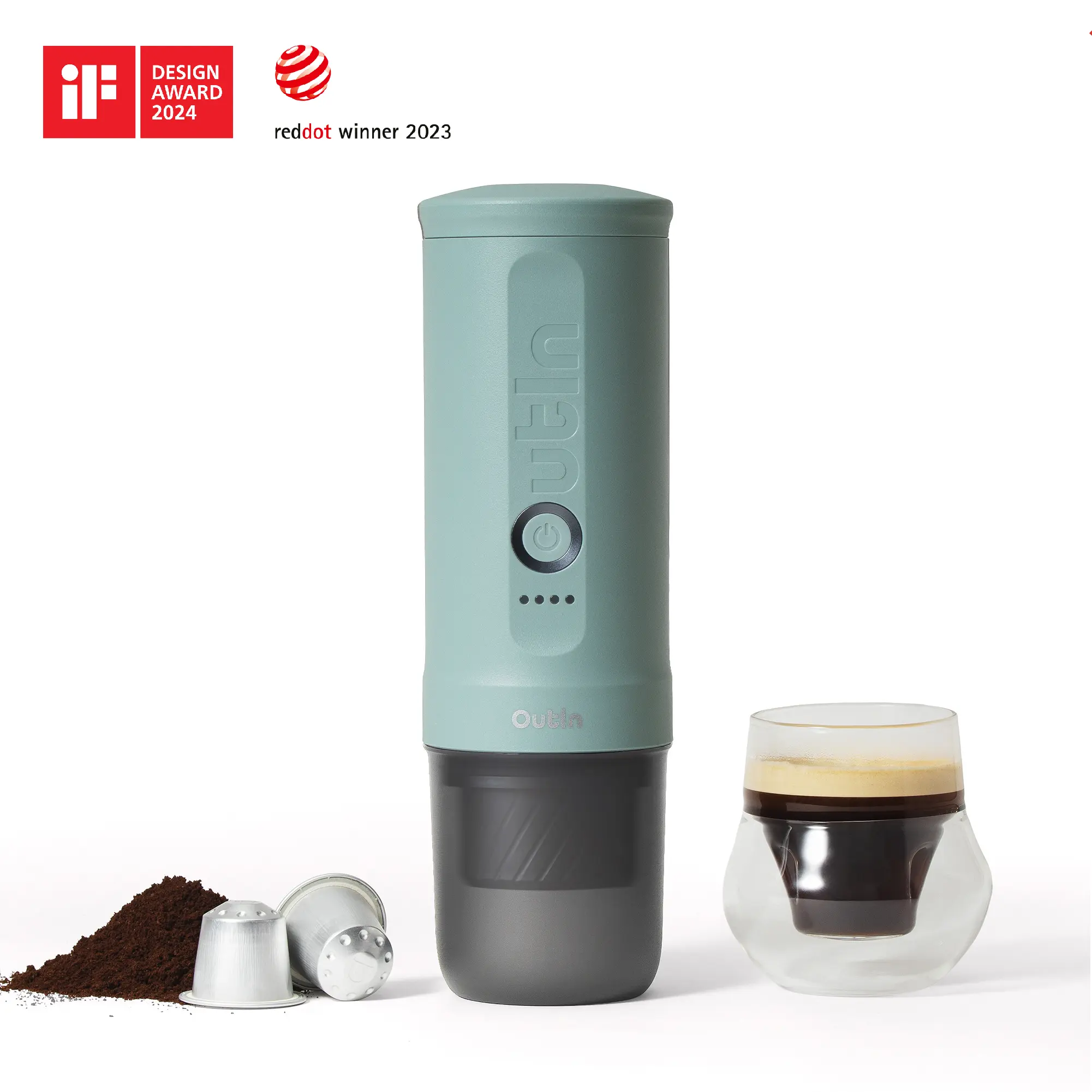 Outin Nano 2 Portable Espresso Machine, 21 Bar Self-Heating Electric Coffee Maker, 45W USB-C PD Fast Charging, 85ml Water Tank, Compatible with Ground Coffee & NS Capsules, for Camping Travel Office
