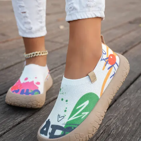 Women's Breathable Slip-On Comfort Walking Shoes, Inner Height Increase, Lazy Style, Casual Lifestyle Footwear, Casual Fashion Footwear for Daily Wear, Rubber, Breathable Slip Ons