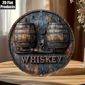 Whiskey Theme Wooden Wall Art Sign, Vintage Round Bar Decoration, Unique Gift for Whisky Lovers, Father's Day, Mother's Day, Graduation, Home Decor Products