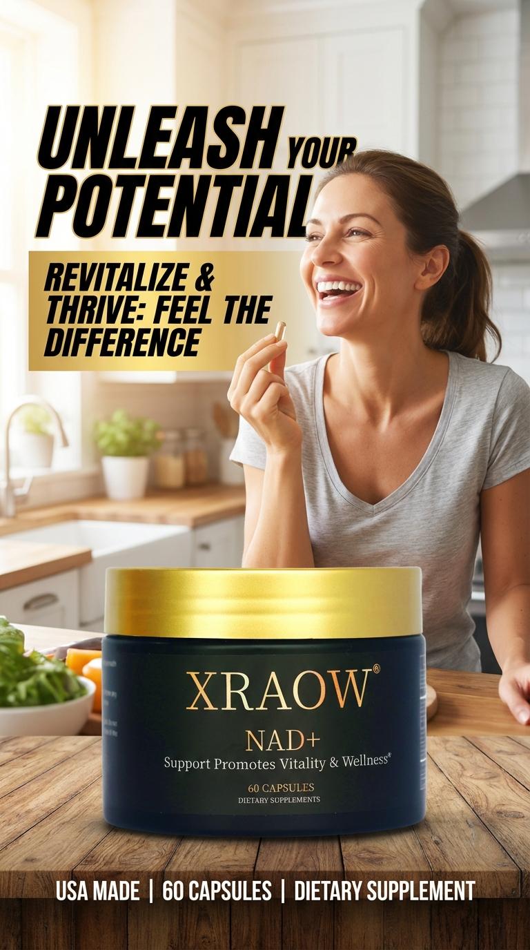 XRAOW NAD Supplement with Resveratrol NMN Alternative 30-Day Supply Advanced NAD+ Resveratrol Third-Party Tested for Quality and Safety - Vitamin, Healthcare