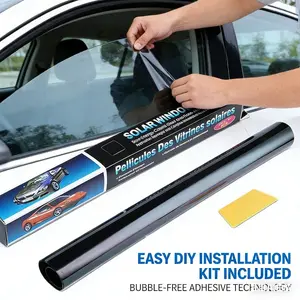 Dark Car Window Tint Film, Solar Window Film, Sun Shade Film with Privacy Protection - Heat Blocking, UV Resistant, Comes with Squeegee for Easy Installation