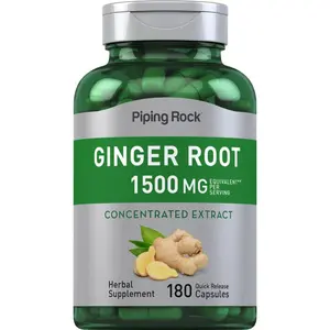 Piping Rock Ginger Root Capsules | 1500 mg | 180 Count | Non-GMO, Gluten Free Supplement