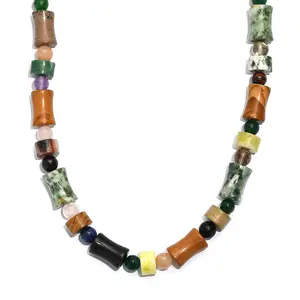 Multi Jasper, Multi Gemstone Necklace in Stainless Steel 190.11 ctw 18 Inches