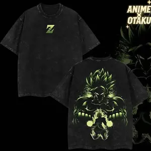 Saiyan Broly Green Z Washed T-Shirt Dragon and Ball Broly Character Unisex Top Wear 100% Cotton Washed Classic Cut Comfortable Ribbed Collar Fans Apple Flag US Beer T-Shirt 45Q 860