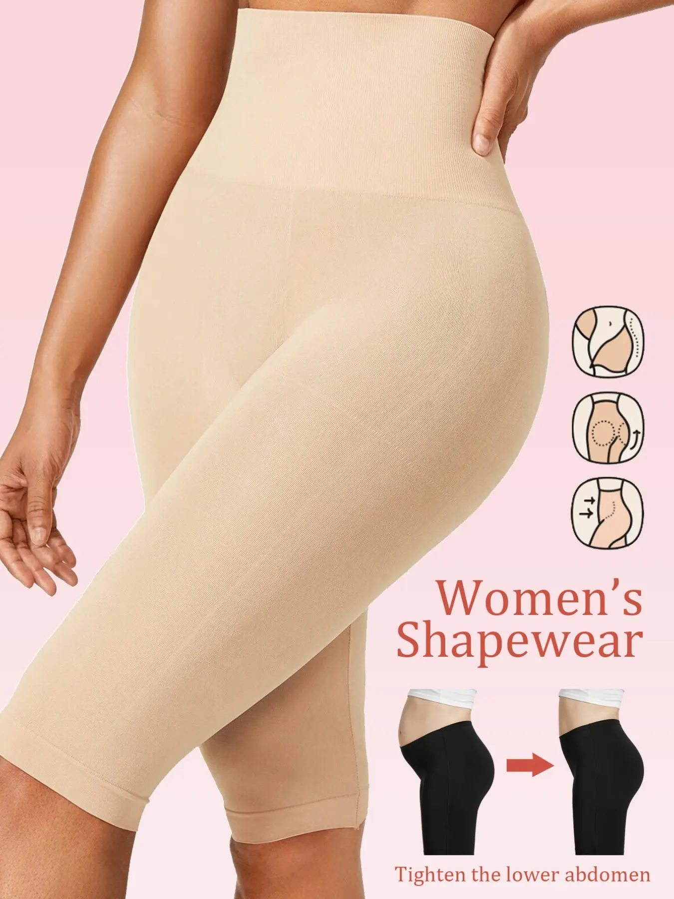 High Waist Thigh Shaper, Strong Tummy Control & Butt Lifting, Multi-Function Slim Waist & Leg Shaping, Seamless Fit No Digging, Breathable Fabric No Stuffiness, Fully Invisible Under Clothes