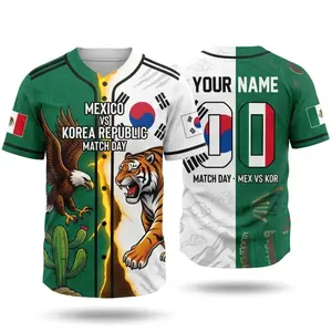 Mexico vs Korea Republic Fan Jersey Bundle, Custom Name Number Baseball Shirt, International Match Day Supporter Gift