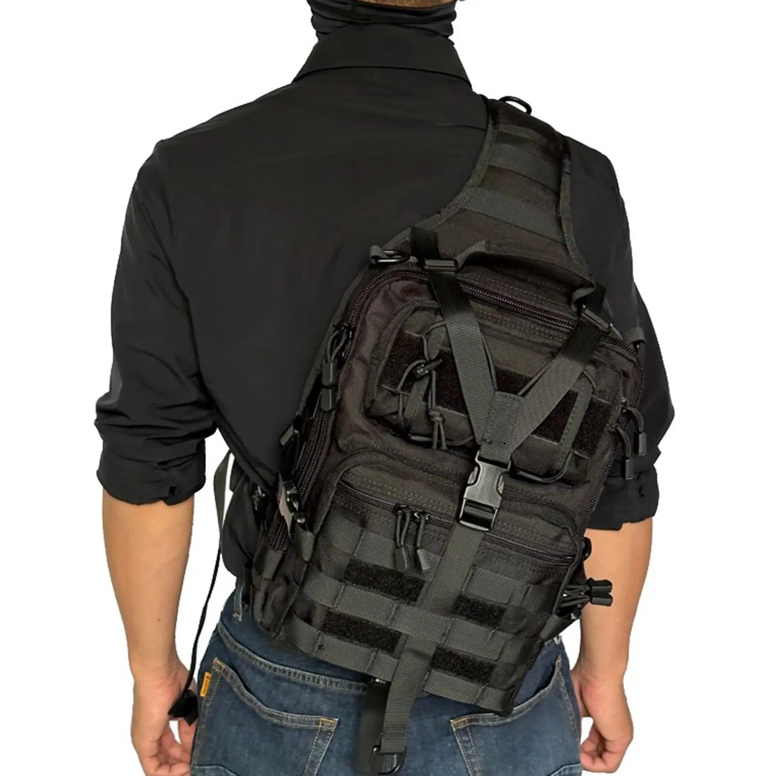 Large Chest Bag Saddle Bag Multi-Functional Waterproof 1000D Nylon Photography Bag, Multifunctional Sports Bag, Single Shoulder Crossbody Backpack, Sporty Style