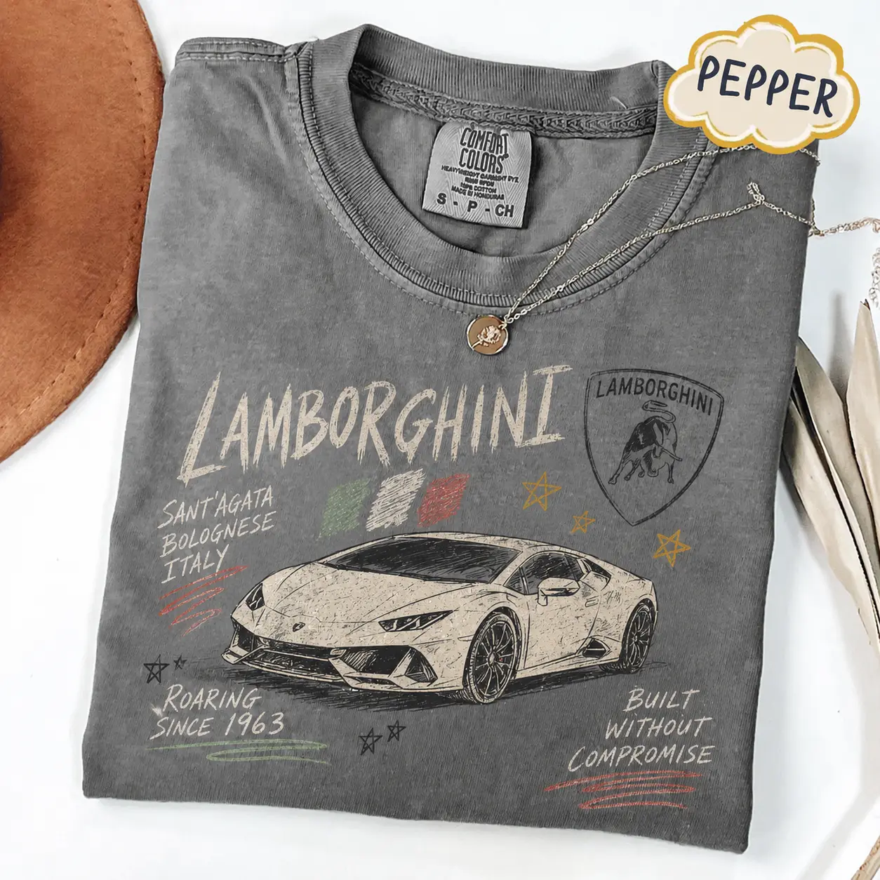 Lamborghini Comfort Colors T Shirt, Huracan Supercar Graphic Tee, Italian Exotic Automotive Shirt, High Performance Racing Street Car Enthusiast Gift for Men and Women