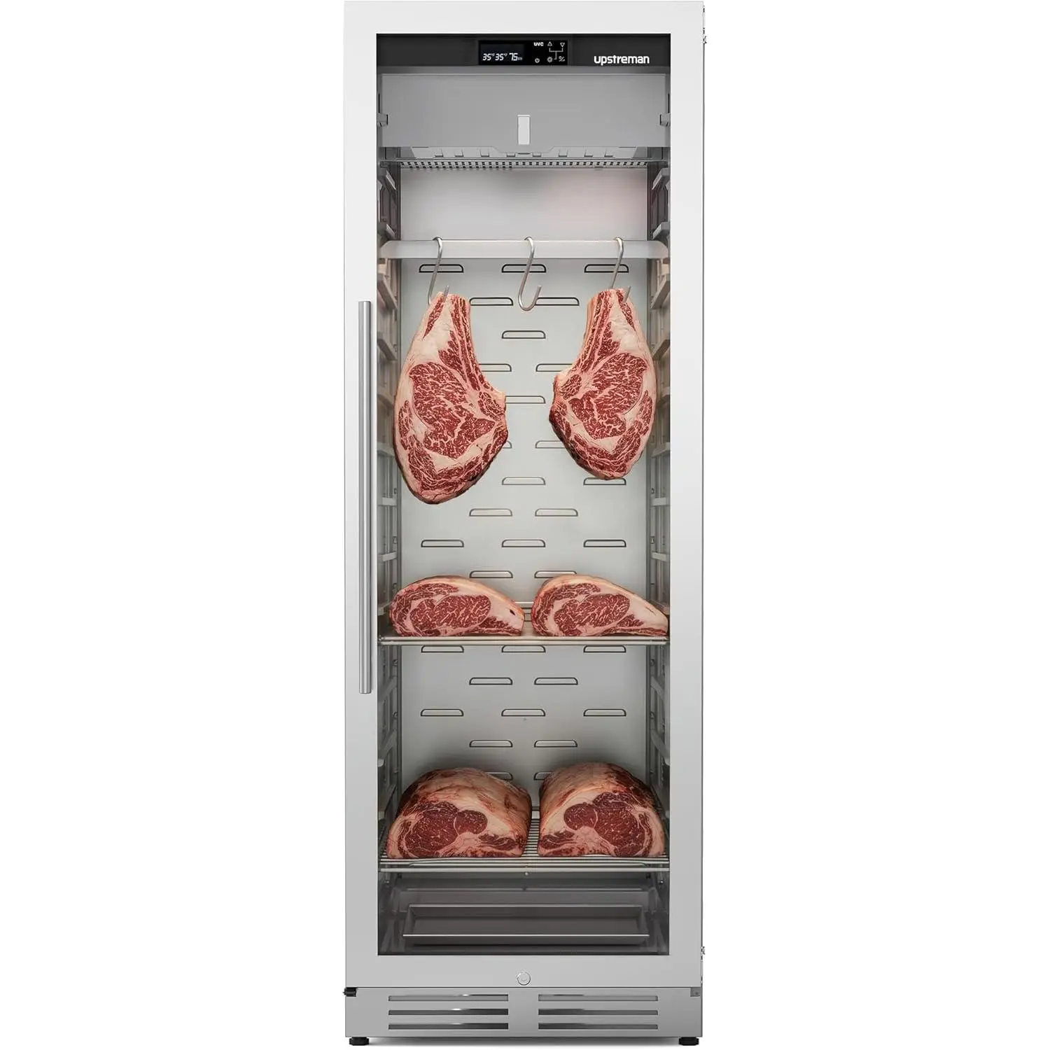 Upstreman Dry Aging Fridge for Steaks, 353L Dry Ager for Meat, Ribeye, Lamb, Ham, 279 lbs Capacity Professional Dry Age Fridge for Restaurant/Bar/Kitchen, Premium Aged Beef in 21-45 Days (12.5 cu.ft)-DA125