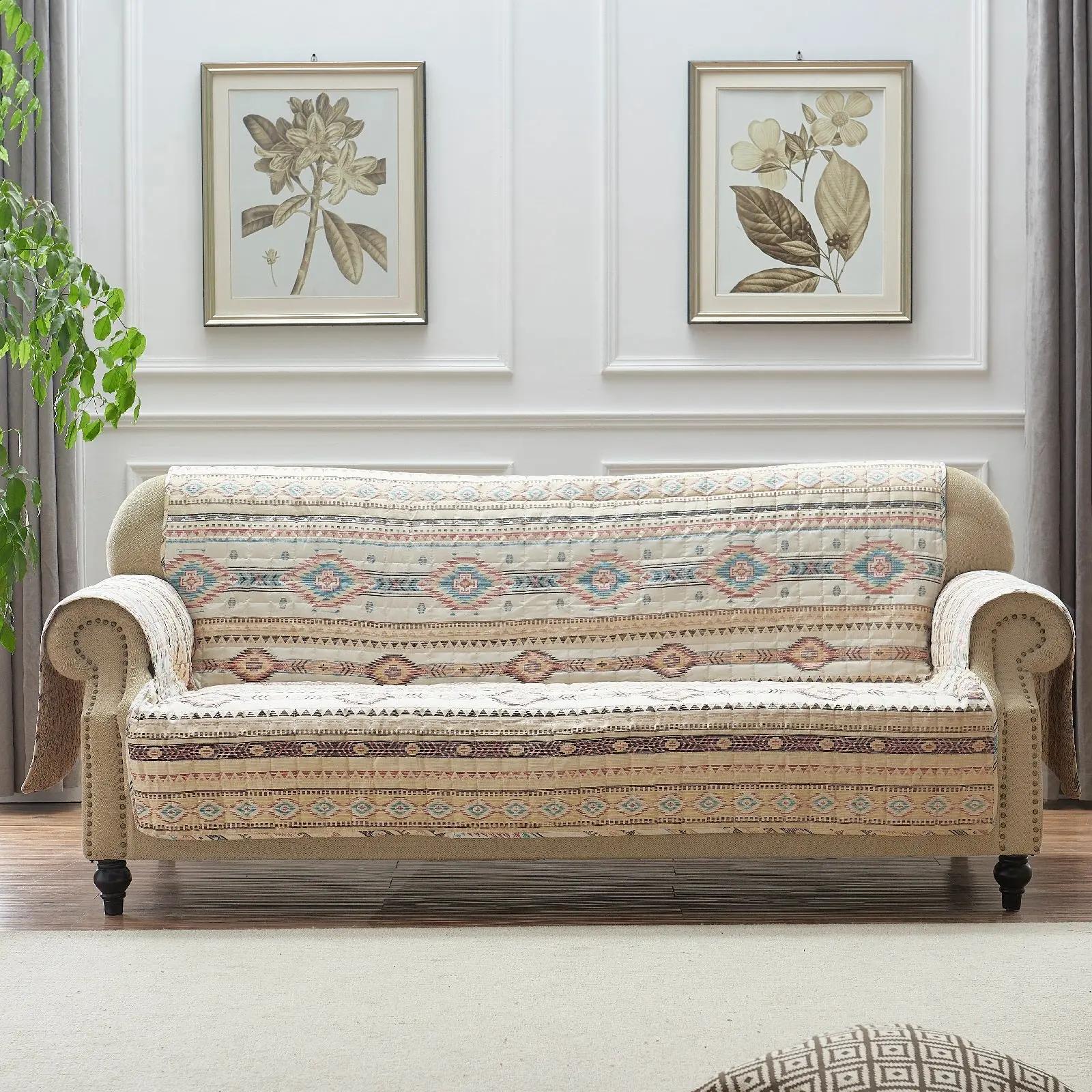 Greenland Home Phoenix Tan Sofa, 127x77 Inches
