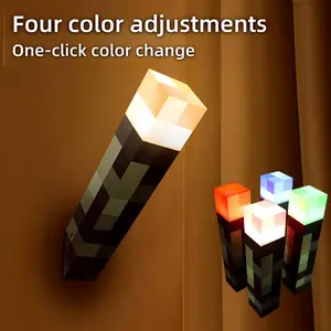 Light-up Wall Torch with Wall Mountable - 4 Color Night Light, LED Torch Light with Wall Mount & Hand Held, USB Rechargeable Night Light for Boys’Birthday Parties, Living Room Bedroom DecorCC29HandyToolPro