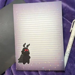 Mothman Baby Notepad | Moth Stationery, Glitter Mothman To Do List Notepad, Creepy Cute Kawaii Office Supplies, Moth Grocery Planner List notepads notebook college