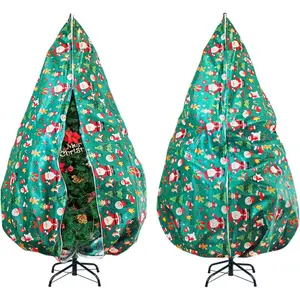 Christmas Tree Storage Bag,Fits Up to 9 ft Tall Artificial Tree,Large Holiday Xmas Tree Cover Upright Tree Dustproof Bag with Zipper & Drawstring 6.6ft(W)*9.2ft(H) *52in(Dia) (Green)