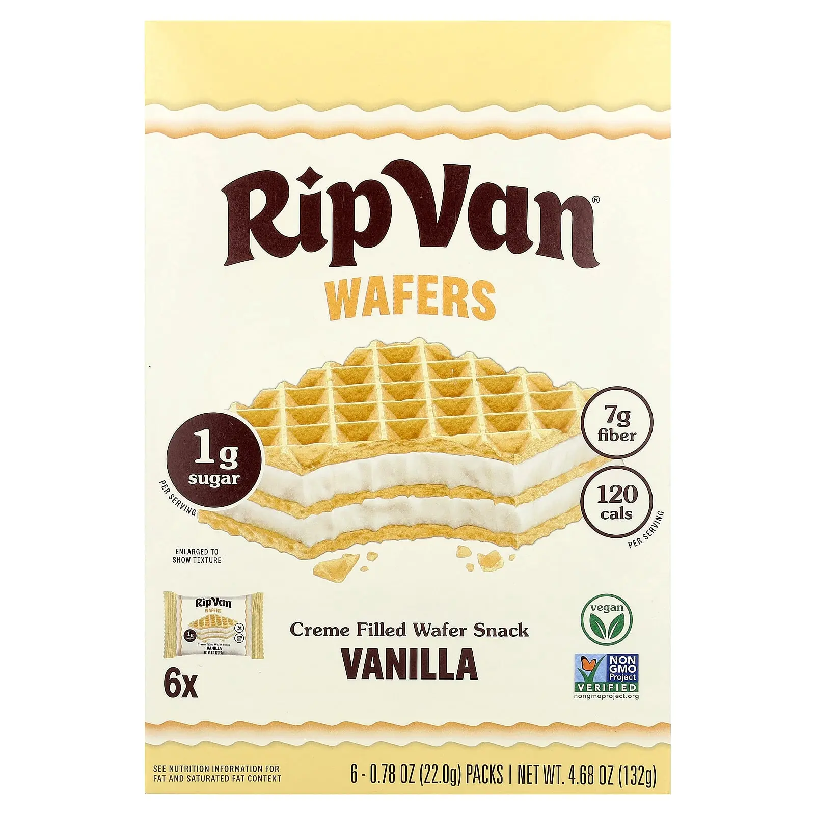 Rip Van Wafels Creme Filled Wafer Snack, Vanilla, 6 Pack, 0.78 oz (22 g) Each Rip Van Wafels Creme Filled Wafer Snack, Vanilla, 6 Pack, 0.78 oz (22 g) Each