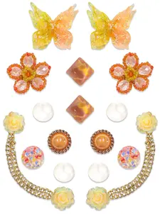 16pcs Warm Beaded Resin Shoe Buckles, Rainbow Butterfly Rose Chain, DIY Shoe Accessories, Holey Shoes Decorations, Shoe Decoration Charms, Cute Shoe Decorations