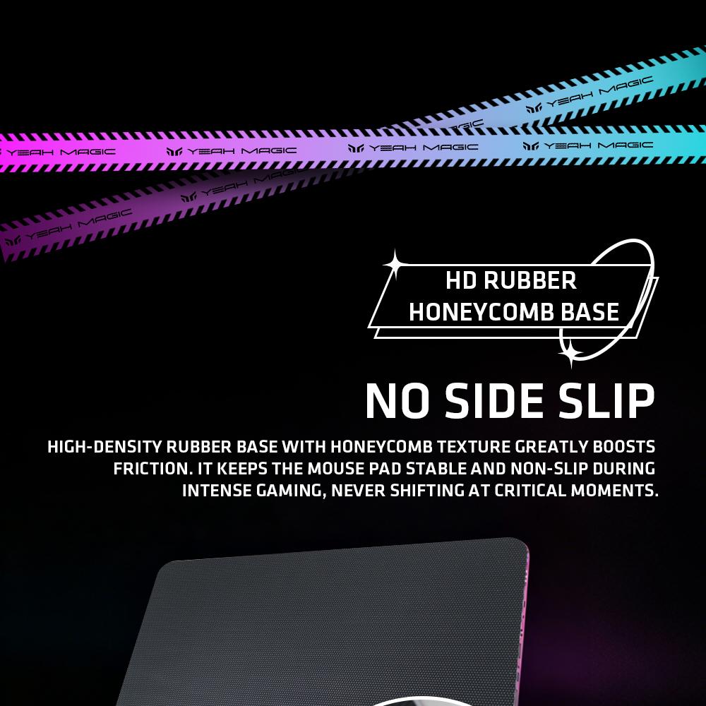 YEAH MAGIC Arcane M1 Micro-Etched Glass Gaming Mouse Pad - Hard Computer Mousepad for PC Gaming Setup, Anti-Slip Base, 12.2×16.14in Bundle with Arm Sleeve, Speed Mouse Skates, Hard Mousepad, Computer Mouse Pad
