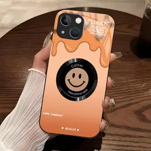 MagSafe Casing for iPhone 15 - Cute Smile Glitter Gradient Smartphone Cover with Lens Protection, Aesthetic Cellphone Accessory