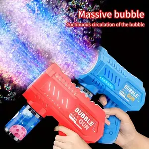 Automatic Bubble Blower with LED Light, Handheld Strong Spray, Portable Bubble Machine, Outdoor Birthday Party Gift, Christmas Present, Requires Batteries Not Included