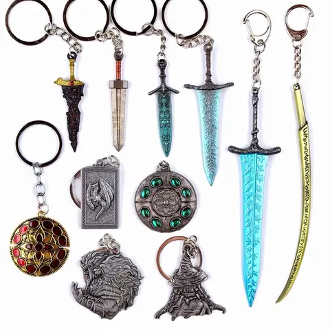 Elden Ring & Nightreign Metal Keychains, Godfrey Icon, Ranni, Crimson Amber, Dragoncrest Greatshield, Dark Moon Greatsword, Reduvia, Hand of Malenia, Sword of Night and Flame