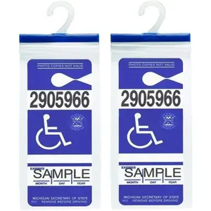 Handicap Parking Placard Holder - Disabled Parking Permit Holder Hanger Sleeve with Larger Hook by (Set of 2)