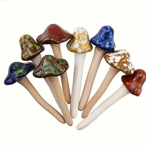 8pcs Ceramic Mushroom Statues: Indoor/Outdoor Garden Decor - Waterproof Home Accessories & Ceramic Decorations
