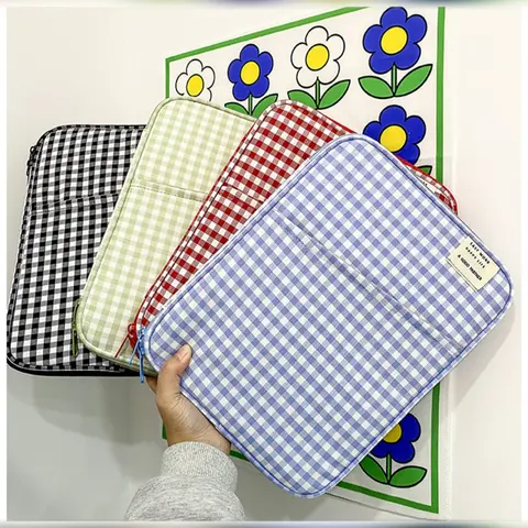 Plaid Pattern Laptop Bag for 13-14 Inch Laptops, Compatible with 9.7-11 Inch Tablets, iPad Pro/air/mini, Shockproof Multi-Layer Case, Laptop Sleeve, Laptop Computer Bag