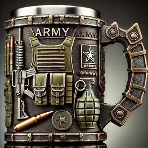 Commemorative 3D Military Theme Coffee Mug Collection - 250th Anniversary United States Army Design with Durable Resin Construction for Daily Use and Display