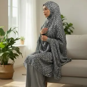 Handmade Khimar Hijab with 22” Long Niqab Lightweight Breathable Islamic Prayer Outfit 45”Length 55”Width Modest Muslim Khimar for Daily Wear Semi-Long Coverage Comfortable Eye Opening