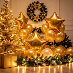 10pcs Star Aluminum Foil Balloons, Easy to Inflate, Perfect for Christmas, Birthday, Thanksgiving, Graduation, Wedding Decorations
