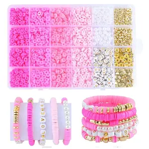 24 Grid 2600pcs Polymer Clay Bead Set, Diy Mix Beads, 1 Box DIY Jewelry Making Supplies for Bracelet Necklace Earrings, Jewelry Making Accessories