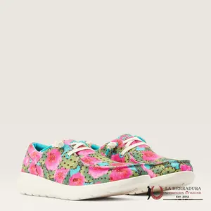 ARIAT Women's Hilo Prickly Pear 10044591 Sneaker Athletic Shoe with Cactus & Flower Design White Laces Comfortable Everyday Wear