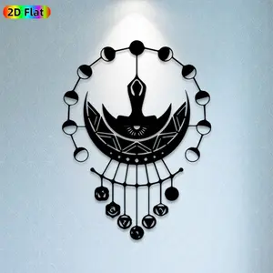 1pc Spiritual Moon & Om Metal Wall Art, Mystical Moon & Om Statue Mural, Ideal Gift for New Year, Diwali, Spiritual Decor Enthusiasts, Rust-Resistant Metal Wall Decor Wall Sculptures,  Serene Spiritual Home Decor