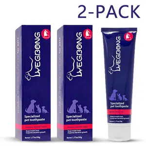 [2-Pack] Natural Pet Toothpaste with Chamomile Mint Dog Cat Teeth Cleaning Gel for Plaque Defense Bad Breath Odor Eliminator