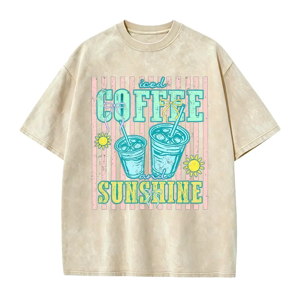 Iced Coffee and Sunshine Shirt,Iced Coffee Shirt,Coffee Lover Gift, Summer Graphic Tee,Coffee Lover Gift,Trendy Summer Shirt