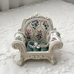 Vintage Sofa-Shaped Jewelry Stand, Elegant Ring & Earring Holder, Desk Decor & Holiday Gift