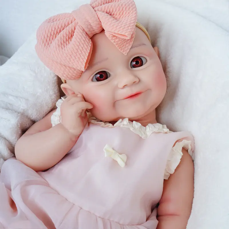 FunCuddle NO.12 18-in Full Body Silicone Baby Doll, Lifelike Realistic Newborn Girl, Soft Collectible Doll and Figurine Set, Aesthetic Toy for Girls 6-12, Christmas Gift