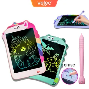 Velec 8.5 Inch Kids Drawing Board, Colorful LCD Writing Tablet, Educational Toy with Stylus, Erasable Screen for Learning & Play, 2 Themes, Gift for Child Birthday Christmas Halloween Easter Reusable Round Portable Protection School Toddler