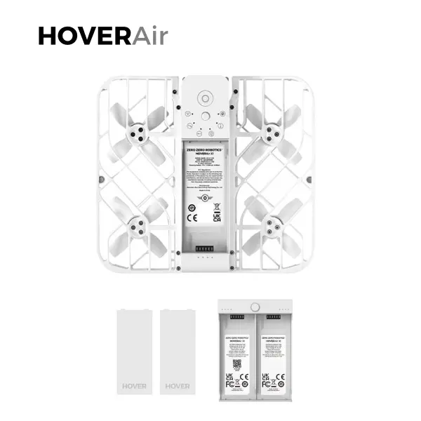 HOVERAir X1 Pocket-Sized Self-Flying Camera - Fly More Combo 125g Lightweight 5 Pre-Programmed Flight Paths VIO & ToF Laser System Weather-Resistant 12-Month Warranty Foldable Handbag Electronic Recording Drones - Folding Quadcopter