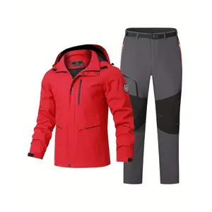 2024 New fall men's ski suit Men's outdoor mountaineering hardshell windproof waterproof adventure jacket Autumn coat men's hardshell pants Outdoor slacks men's snow ski pants
