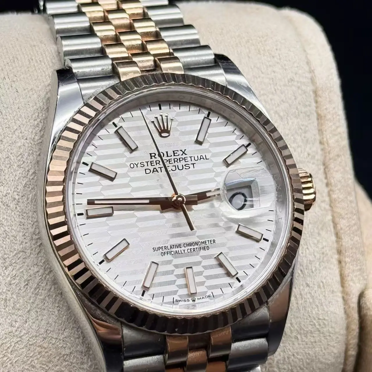 Pre-Owned Rolex Datejust m126231-0039 Automatic Watch 36mm Oystersteel & Everose Gold Luxury Wrist Watch