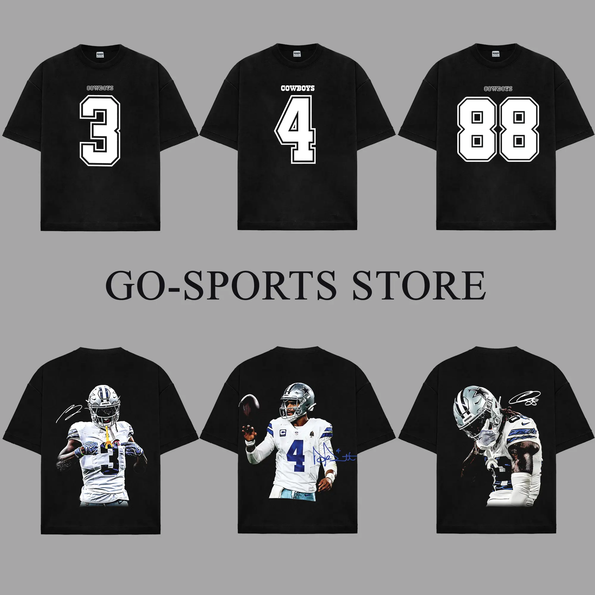 [Go-Sports] All Cowboys Players For Cowboys Nation Premium Cotton T-Shirt (Made In US), George Pickens Ceedee Lamb Dak Prescott Fan Game Day Outfits, Gift For Cowboys Football Fans, Football Graphic Tee