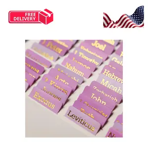 Pink Laminated Bible Tabs for Women & Men (Gold Foil Lettering)