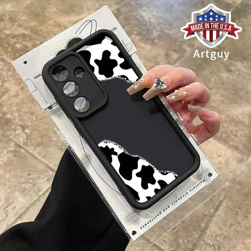 Case for Samsung S25 ultra plus S24 S23 S22 Ultra Plus Cow Print Corner Advanced fashion gift Drop Protection Shockproof Soft Silicone smartphone Cover