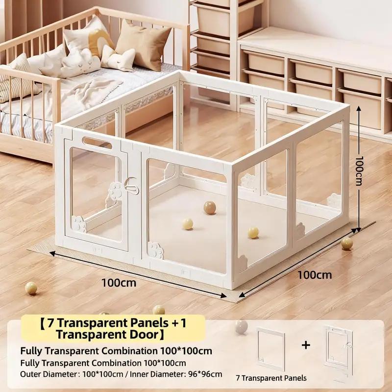 8/10/12PCS Acrylic Indoor Dog Playpen for Puppies and Small Dogs, 24 Inch, 10 Panels, White,  Easy Assemble Clear Pet Pen for Puppy Bunny Cat Pig, Sturdy & Easy Cleaning Plastic Dog Puppy Fence