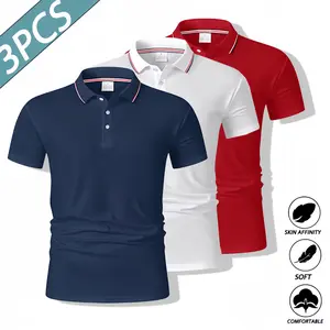 3-pack men’s casual athletic golf polo shirts, suitable for various ball sports., Athleisure Style, Golfing Shirt, Athletic Tops, Plain