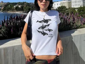 Killer Whale Retro Baby Tee, Ocean Lover Vintage Inspired Graphic Shirt