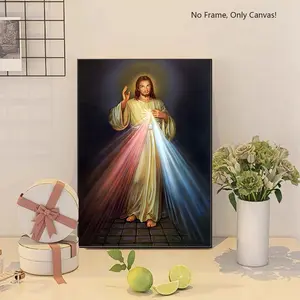 Vintage Style Jesus Religious Art Wall Decor, Inspirational Light Pattern, Perfect Gift for Living Room Bedroom Home Decoration, Religious Decorations