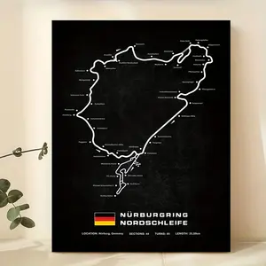 Nurburgring Nordschleife Track Canvas Art Print - Unframed Wall Decor for Home, Office, and Dorm - Perfect Gift for Car Enthusiasts, Ideal for Bedroom, Living Room, and Holiday Decorations, Christmas Decor